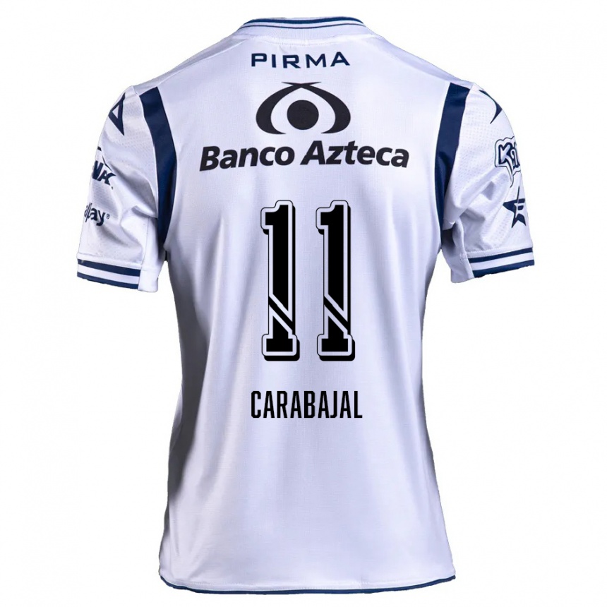 Niño Fútbol Camiseta Gabriel Carabajal #11 Blanco Azul Marino 1ª Equipación 2024/25 Perú