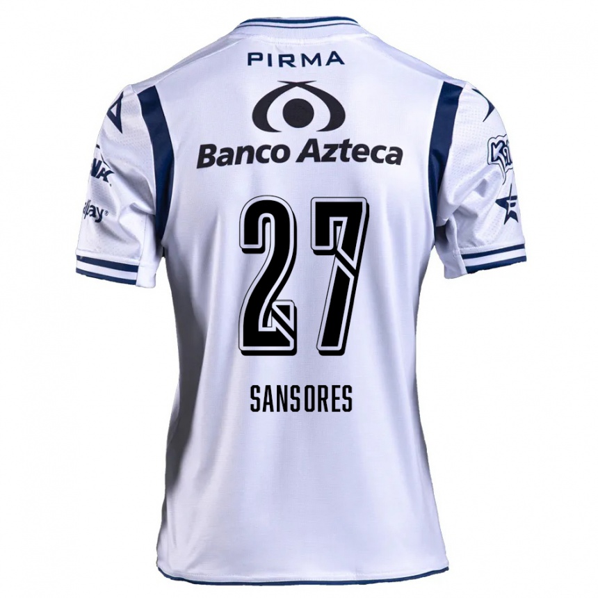 Niño Fútbol Camiseta Miguel Sansores #27 Blanco Azul Marino 1ª Equipación 2024/25 Perú