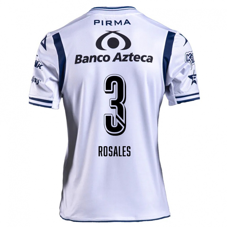 Niño Fútbol Camiseta Fátima Rosales #3 Blanco Azul Marino 1ª Equipación 2024/25 Perú