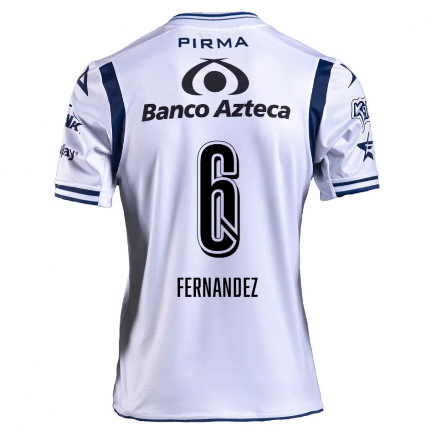 Niño Fútbol Camiseta Liliana Fernández #6 Blanco Azul Marino 1ª Equipación 2024/25 Perú