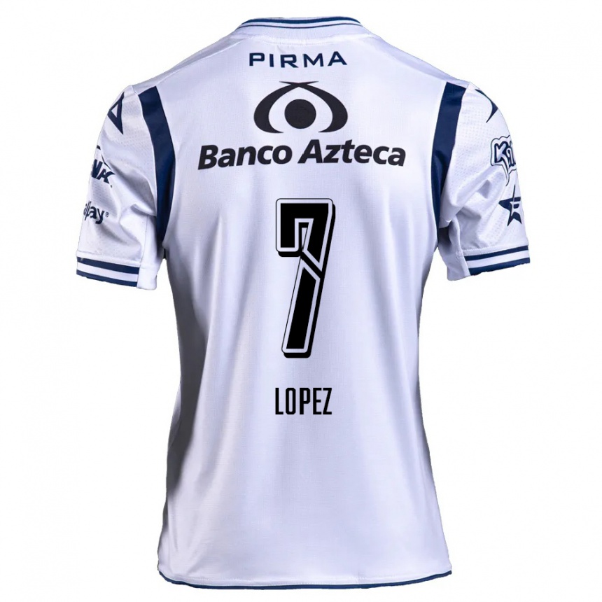 Niño Fútbol Camiseta Viridiana López #7 Blanco Azul Marino 1ª Equipación 2024/25 Perú