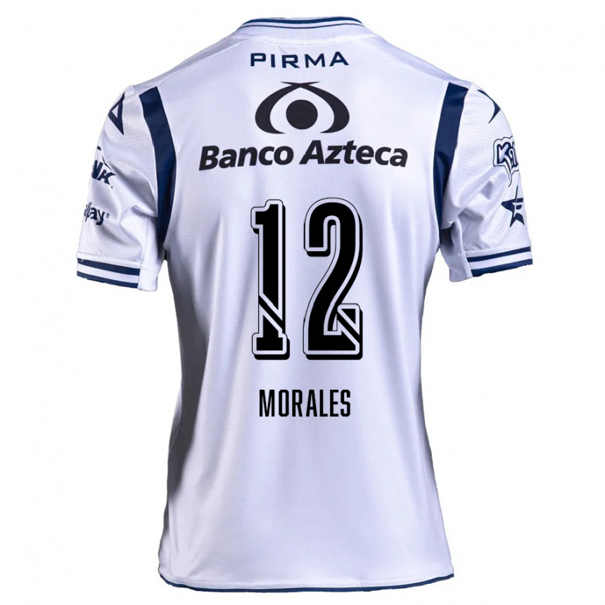 Niño Fútbol Camiseta Karla Morales #12 Blanco Azul Marino 1ª Equipación 2024/25 Perú