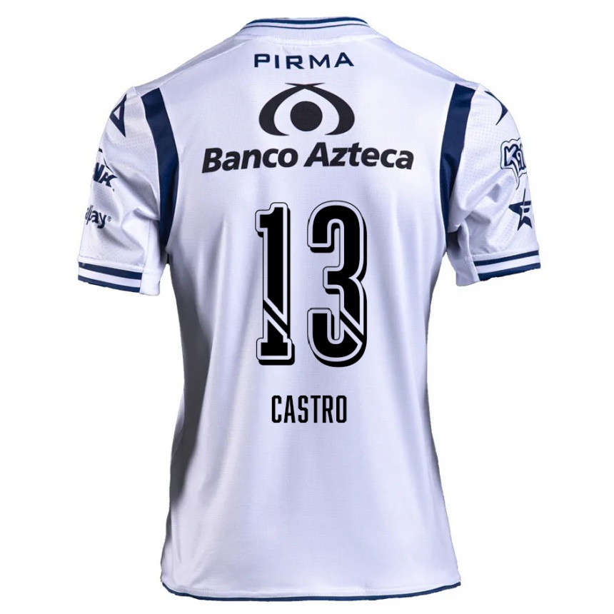 Niño Fútbol Camiseta Mariam Castro #13 Blanco Azul Marino 1ª Equipación 2024/25 Perú