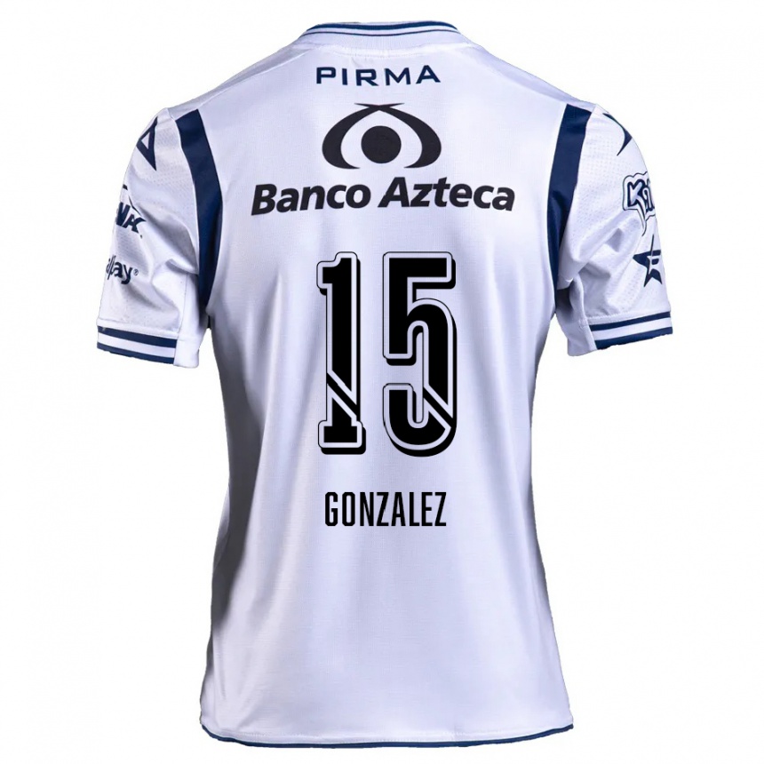 Niño Fútbol Camiseta Jaqueline González #15 Blanco Azul Marino 1ª Equipación 2024/25 Perú