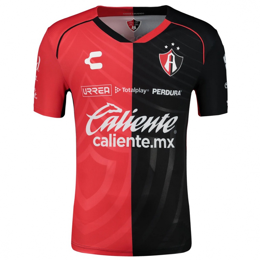 Niño Fútbol Camiseta Edyairth Ortega #0 Negro Rojo 1ª Equipación 2024/25 Perú