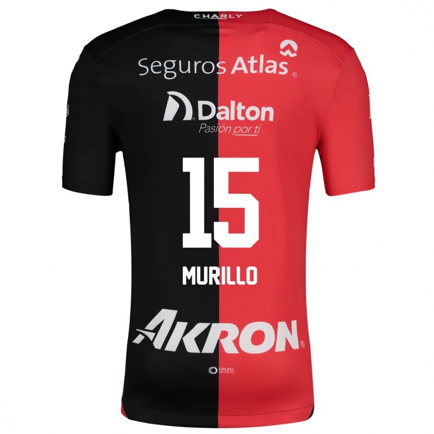 Niño Fútbol Camiseta Jhon Murillo #15 Negro Rojo 1ª Equipación 2024/25 Perú