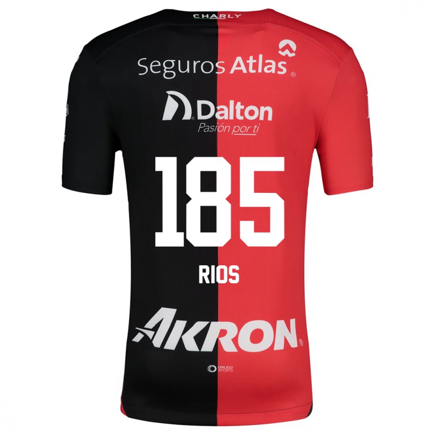 Niño Fútbol Camiseta Víctor Ríos #185 Negro Rojo 1ª Equipación 2024/25 Perú