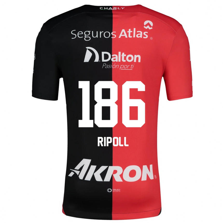 Niño Fútbol Camiseta Alonso Ripoll #186 Negro Rojo 1ª Equipación 2024/25 Perú