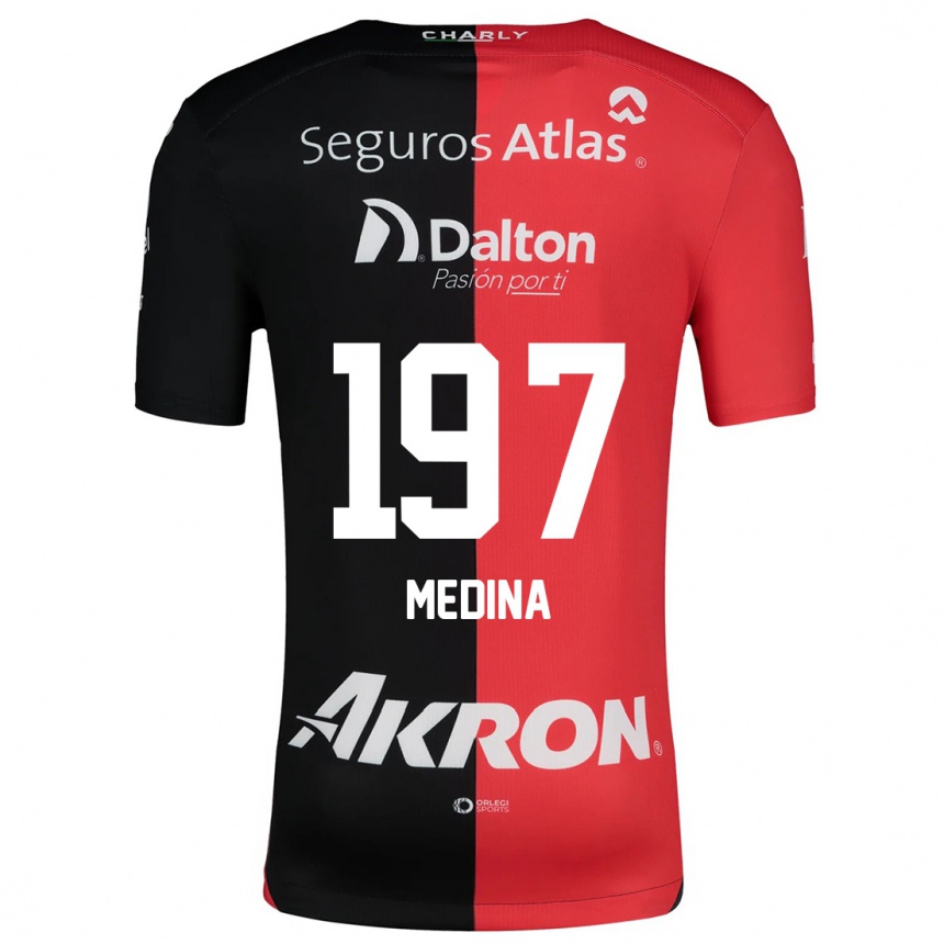 Niño Fútbol Camiseta Héctor Medina #197 Negro Rojo 1ª Equipación 2024/25 Perú