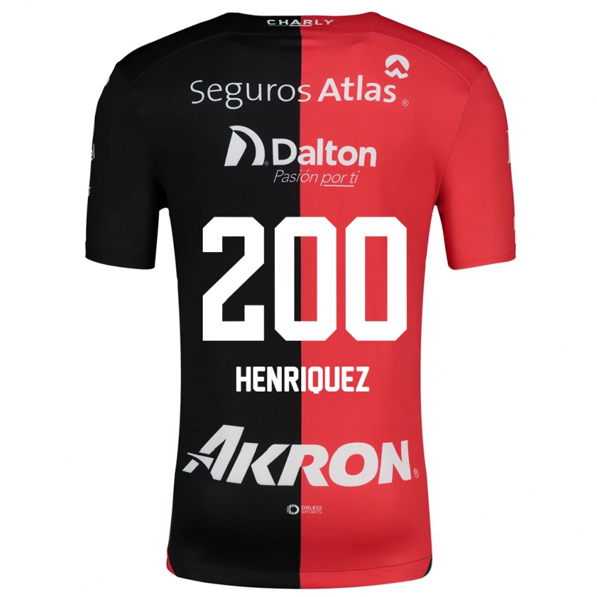 Niño Fútbol Camiseta Carlos Henríquez #200 Negro Rojo 1ª Equipación 2024/25 Perú