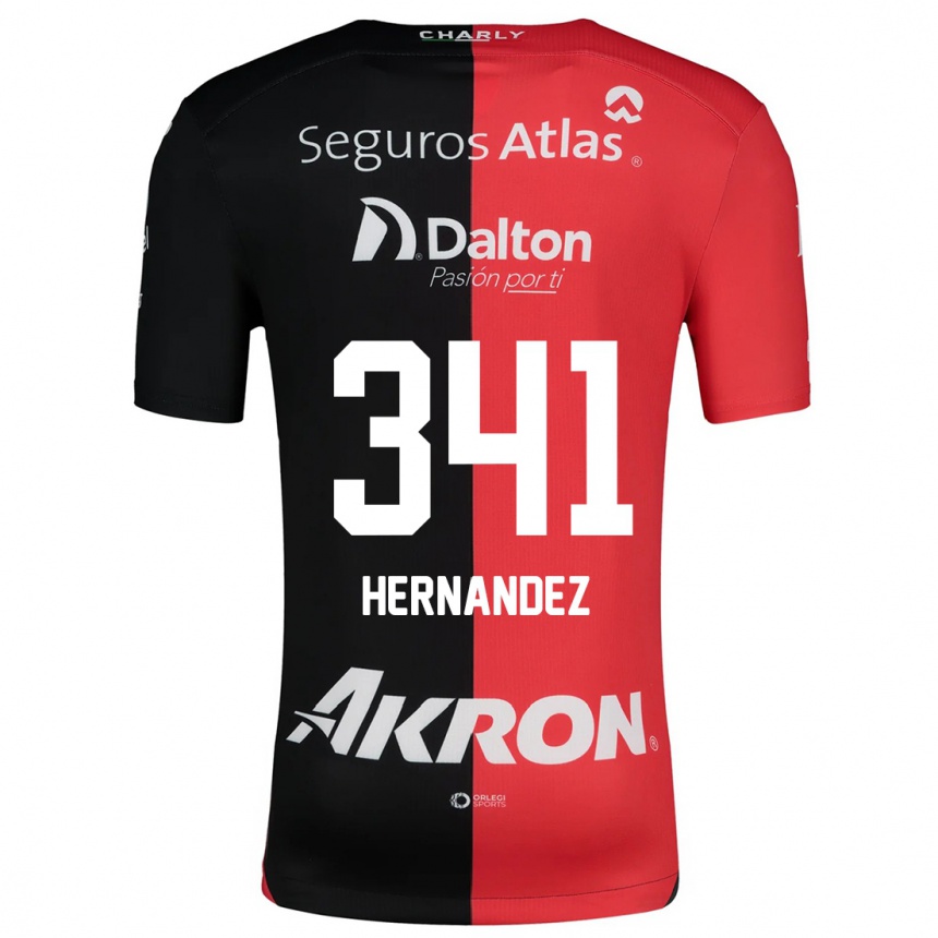 Niño Fútbol Camiseta Leonardo Hernández #341 Negro Rojo 1ª Equipación 2024/25 Perú