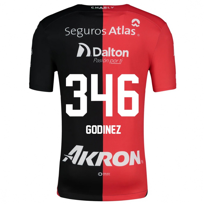 Niño Fútbol Camiseta Olmo Godínez #346 Negro Rojo 1ª Equipación 2024/25 Perú