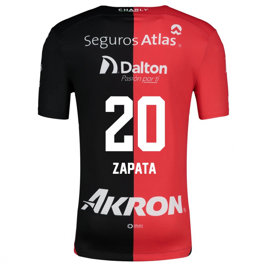 Niño Fútbol Camiseta Juan Zapata #20 Negro Rojo 1ª Equipación 2024/25 Perú