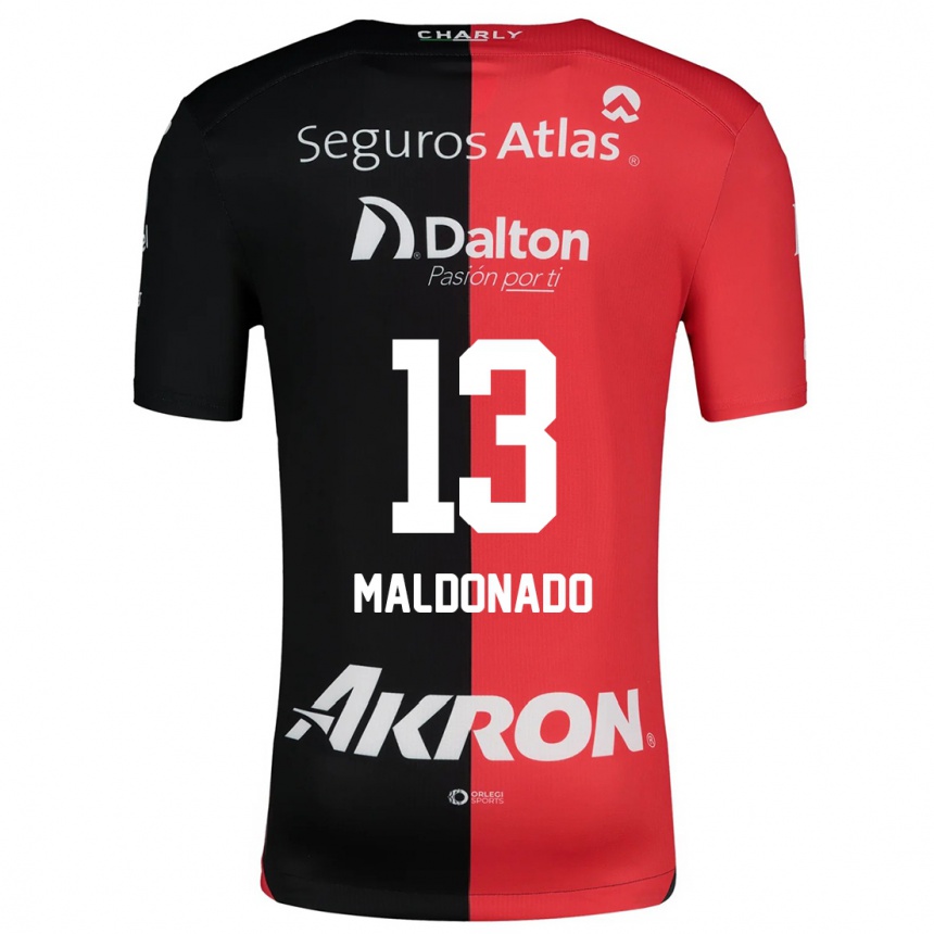 Niño Fútbol Camiseta Maritza Maldonado #13 Negro Rojo 1ª Equipación 2024/25 Perú