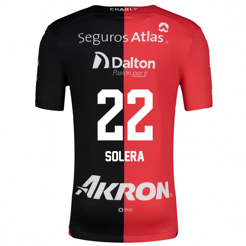 Niño Fútbol Camiseta Daniela Solera #22 Negro Rojo 1ª Equipación 2024/25 Perú