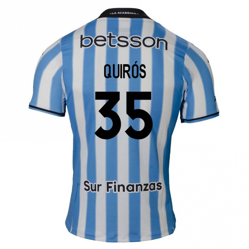 Niño Fútbol Camiseta Santiago Quirós #35 Azul Blanco Negro 1ª Equipación 2024/25 Perú