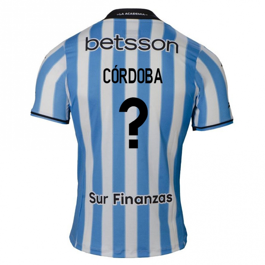 Niño Fútbol Camiseta Gonzalo Córdoba #0 Azul Blanco Negro 1ª Equipación 2024/25 Perú