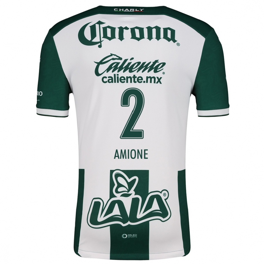 Niño Fútbol Camiseta Bruno Amione #2 Verde Blanco 1ª Equipación 2024/25 Perú