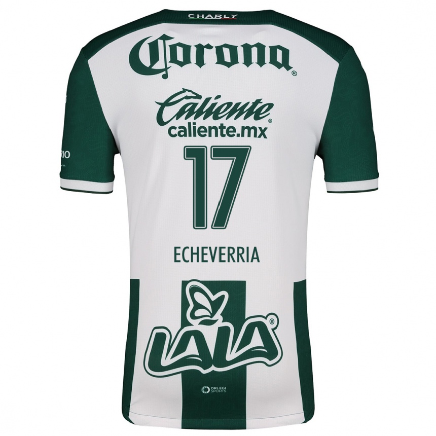 Niño Fútbol Camiseta Emmanuel Echeverría #17 Verde Blanco 1ª Equipación 2024/25 Perú