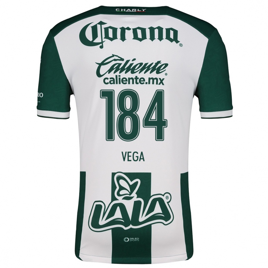 Niño Fútbol Camiseta Luis Vega #184 Verde Blanco 1ª Equipación 2024/25 Perú