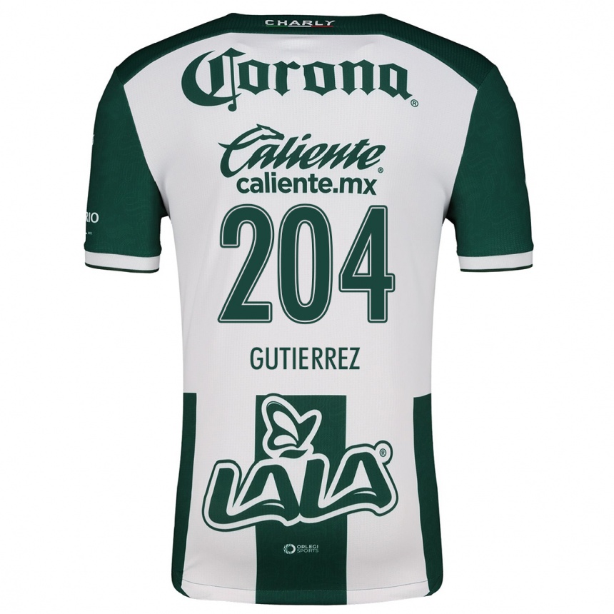 Niño Fútbol Camiseta Gabriel Gutiérrez #204 Verde Blanco 1ª Equipación 2024/25 Perú