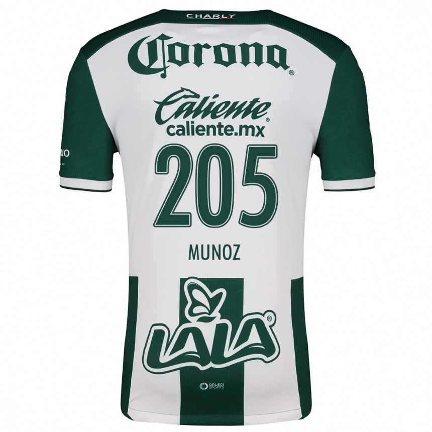 Niño Fútbol Camiseta Guillermo Muñoz #205 Verde Blanco 1ª Equipación 2024/25 Perú