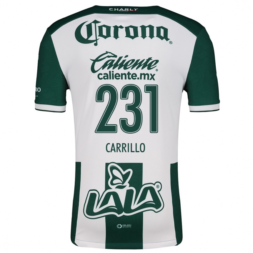 Niño Fútbol Camiseta Ángel Carrillo #231 Verde Blanco 1ª Equipación 2024/25 Perú