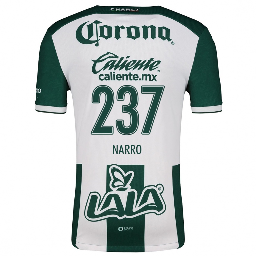 Niño Fútbol Camiseta Ernesto Narro #237 Verde Blanco 1ª Equipación 2024/25 Perú