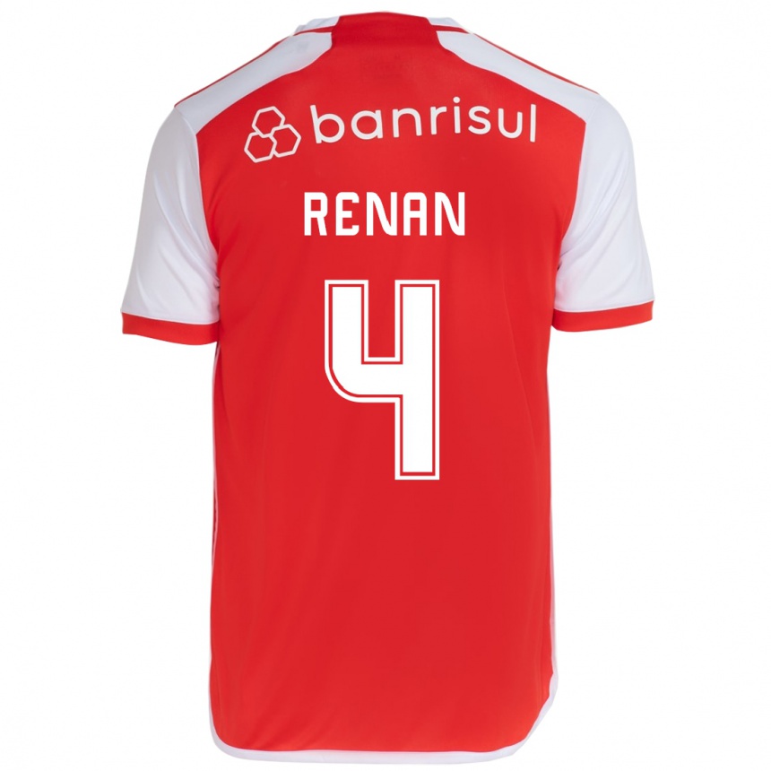 Niño Fútbol Camiseta Robert Renan #4 Rojo Blanco 1ª Equipación 2024/25 Perú