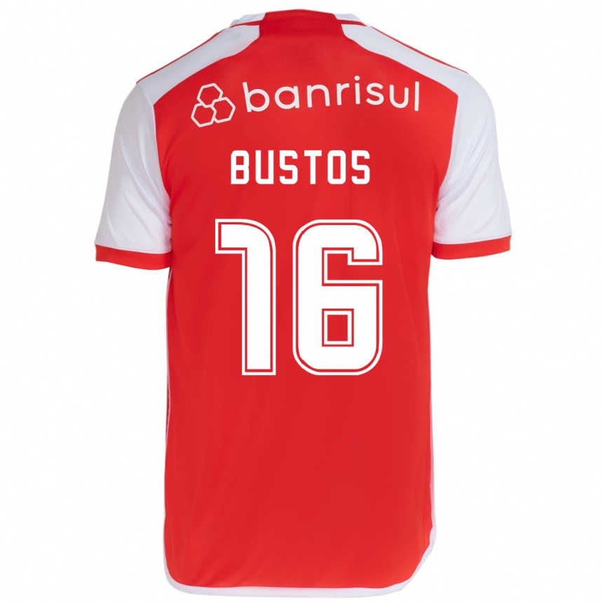 Niño Fútbol Camiseta Fabricio Bustos #16 Rojo Blanco 1ª Equipación 2024/25 Perú