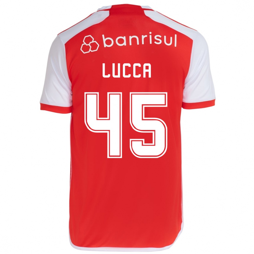 Niño Fútbol Camiseta Lucca #45 Rojo Blanco 1ª Equipación 2024/25 Perú