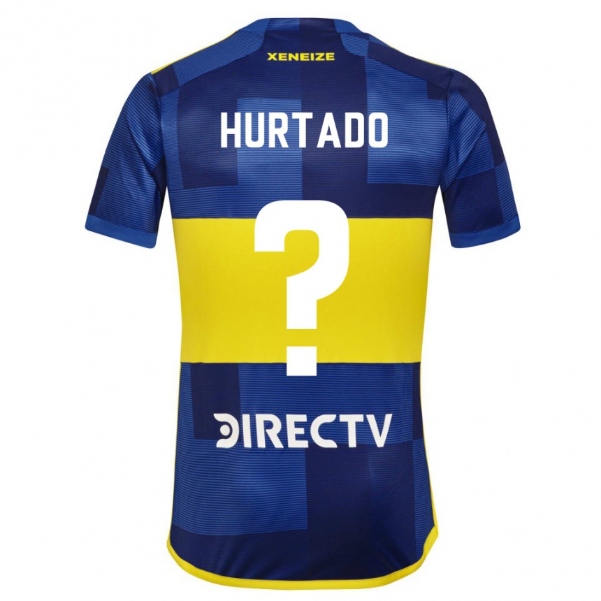 Niño Fútbol Camiseta Jan Hurtado #0 Azul Amarillo 1ª Equipación 2024/25 Perú