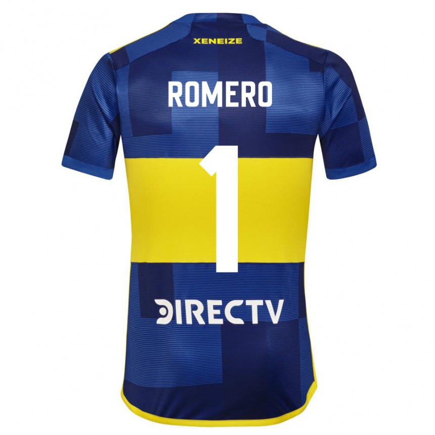 Niño Fútbol Camiseta Sergio Romero #1 Azul Amarillo 1ª Equipación 2024/25 Perú