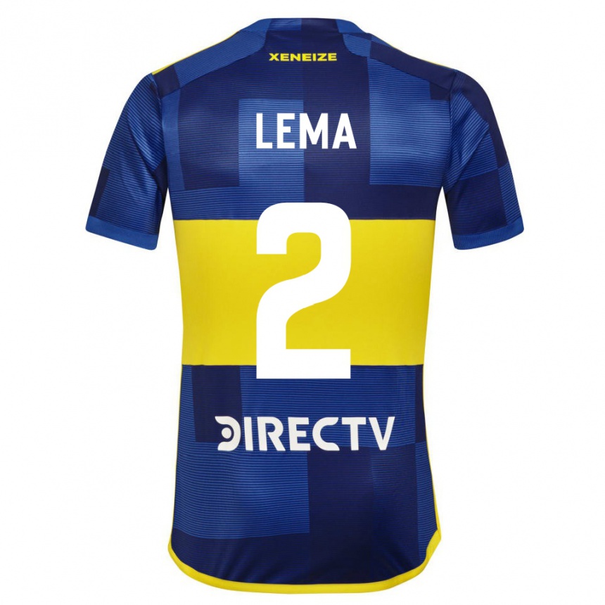 Niño Fútbol Camiseta Cristian Lema #2 Azul Amarillo 1ª Equipación 2024/25 Perú