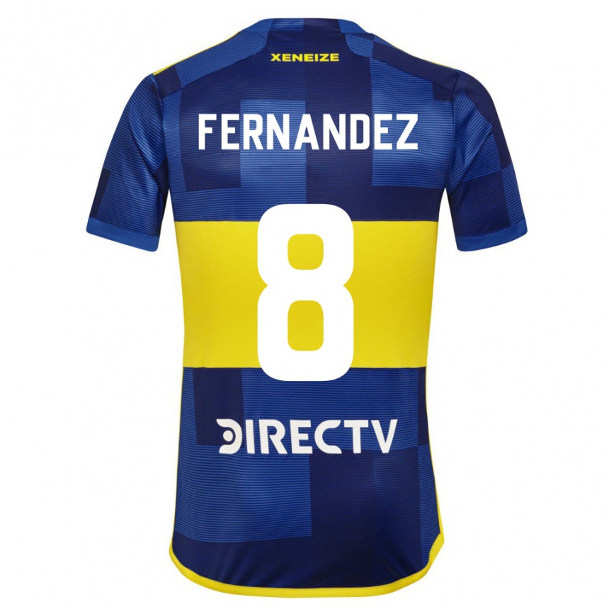 Niño Fútbol Camiseta Guillermo Fernandez #8 Azul Amarillo 1ª Equipación 2024/25 Perú