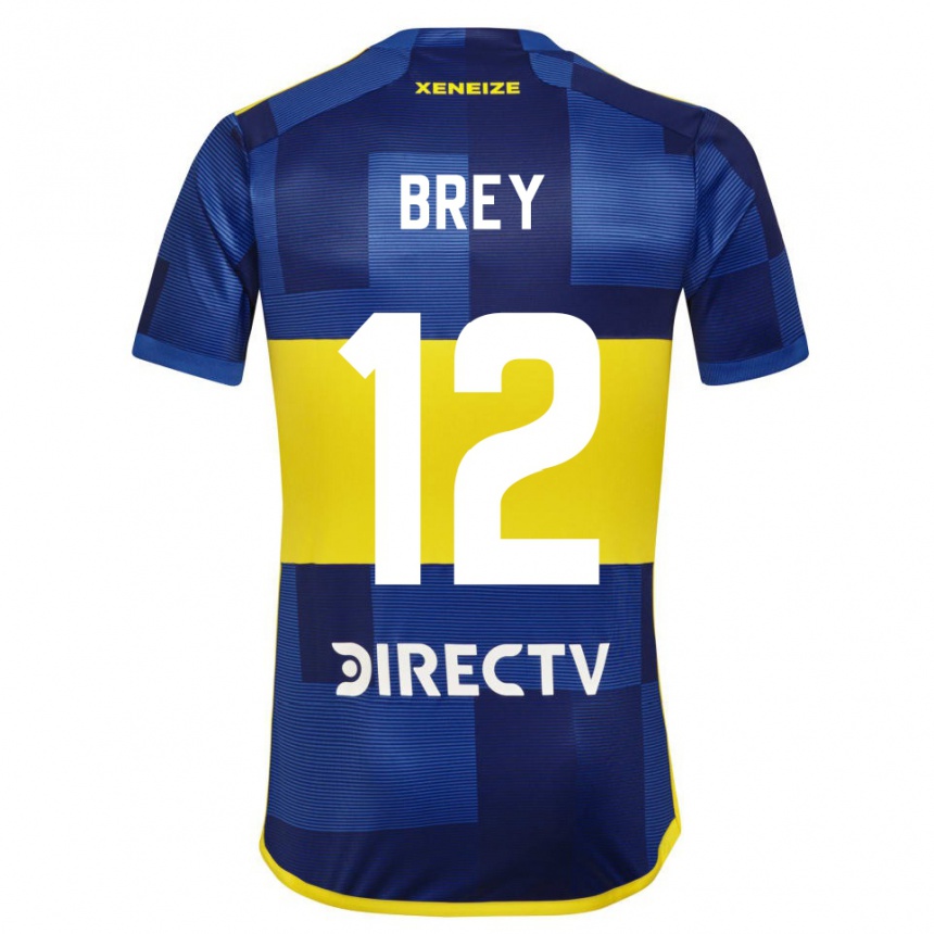 Niño Fútbol Camiseta Leandro Brey #12 Azul Amarillo 1ª Equipación 2024/25 Perú