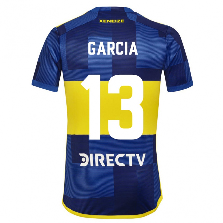 Niño Fútbol Camiseta Javier Garcia #13 Azul Amarillo 1ª Equipación 2024/25 Perú