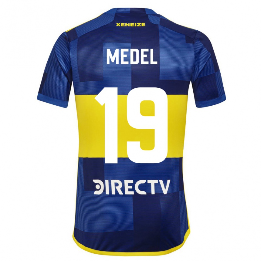 Niño Fútbol Camiseta Gary Medel #19 Azul Amarillo 1ª Equipación 2024/25 Perú