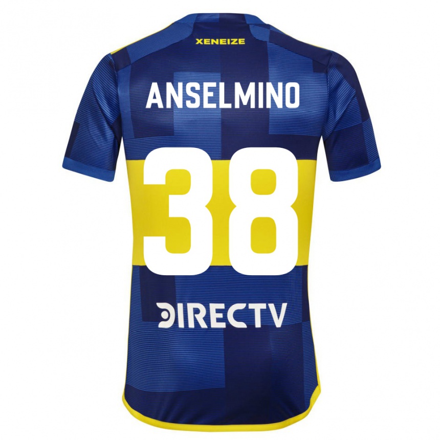 Niño Fútbol Camiseta Aarón Anselmino #38 Azul Amarillo 1ª Equipación 2024/25 Perú