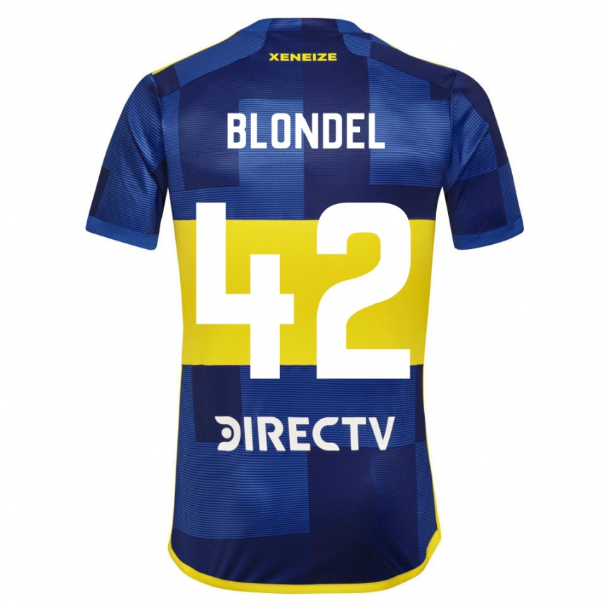 Niño Fútbol Camiseta Lucas Blondel #42 Azul Amarillo 1ª Equipación 2024/25 Perú