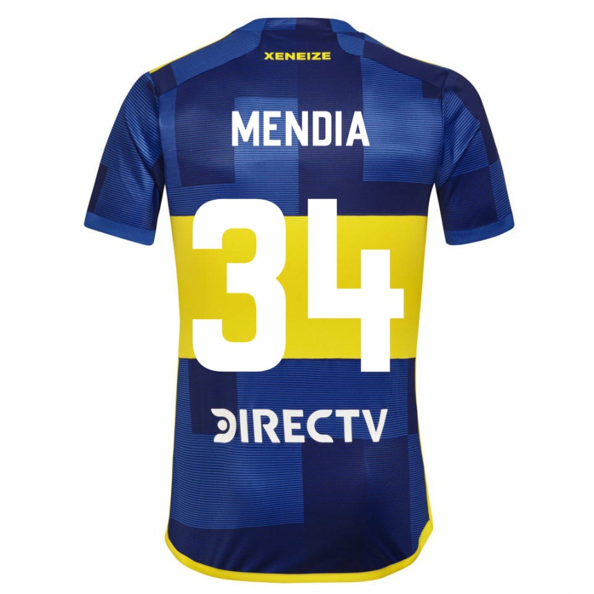 Niño Fútbol Camiseta Mateo Mendia #34 Azul Amarillo 1ª Equipación 2024/25 Perú