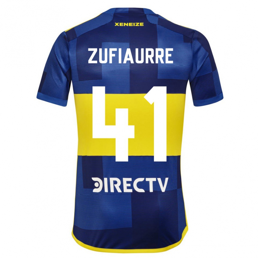 Niño Fútbol Camiseta Iker Zufiaurre #41 Azul Amarillo 1ª Equipación 2024/25 Perú