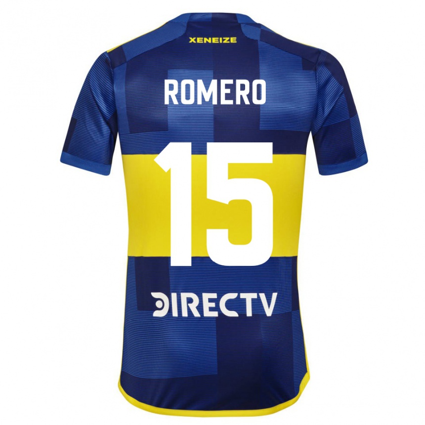 Niño Fútbol Camiseta Alejo Romero #15 Azul Amarillo 1ª Equipación 2024/25 Perú