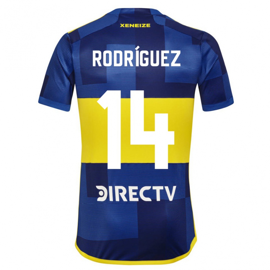 Niño Fútbol Camiseta Isaías Rodríguez #14 Azul Amarillo 1ª Equipación 2024/25 Perú