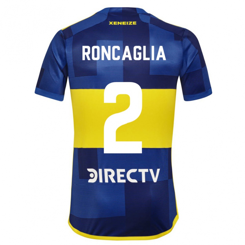 Niño Fútbol Camiseta Facundo Roncaglia #2 Azul Amarillo 1ª Equipación 2024/25 Perú