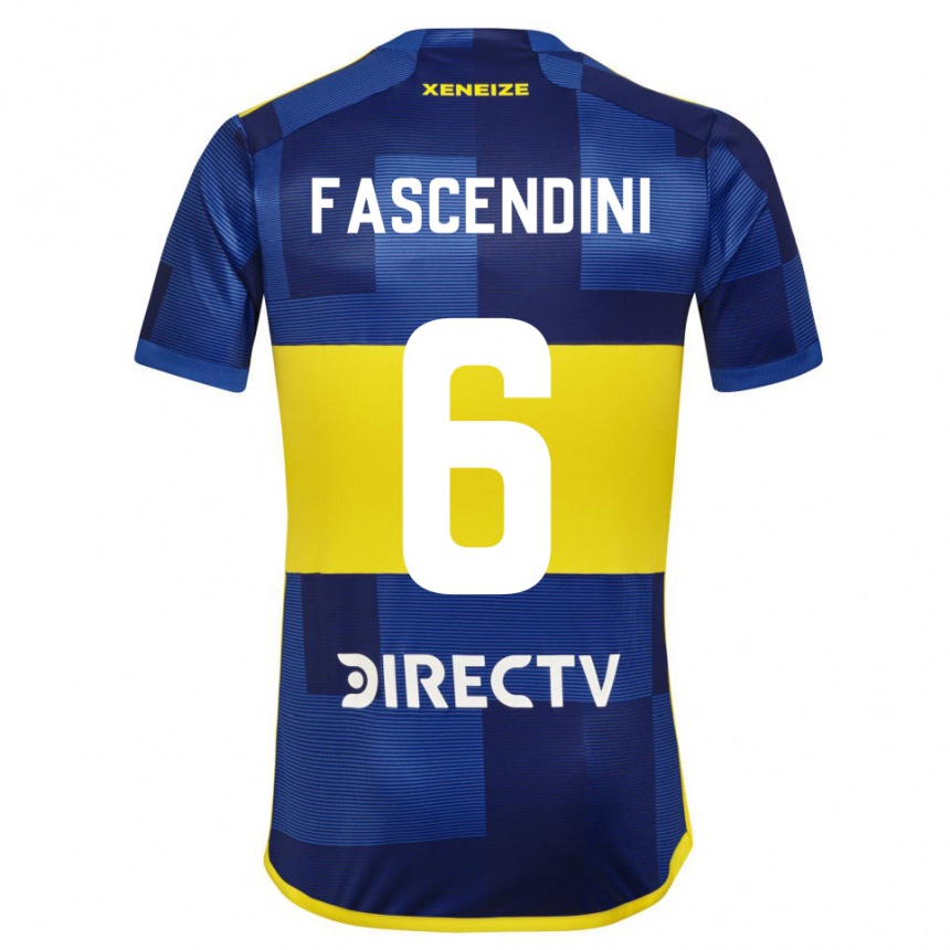 Niño Fútbol Camiseta Valentin Fascendini #6 Azul Amarillo 1ª Equipación 2024/25 Perú