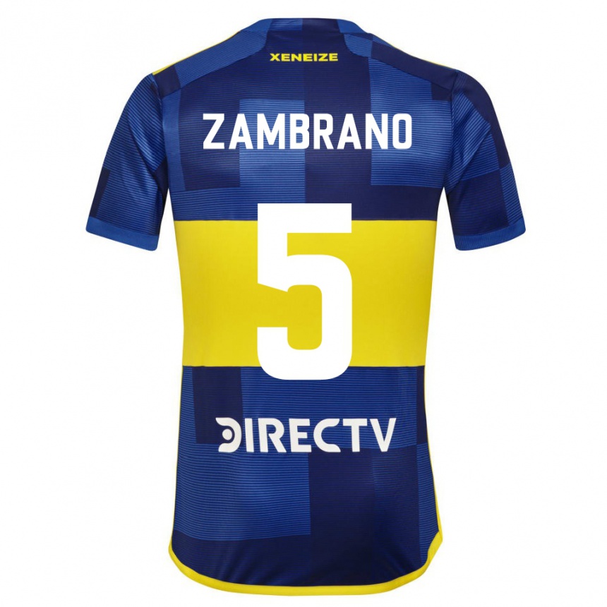 Niño Fútbol Camiseta Carlos Zambrano #5 Azul Amarillo 1ª Equipación 2024/25 Perú