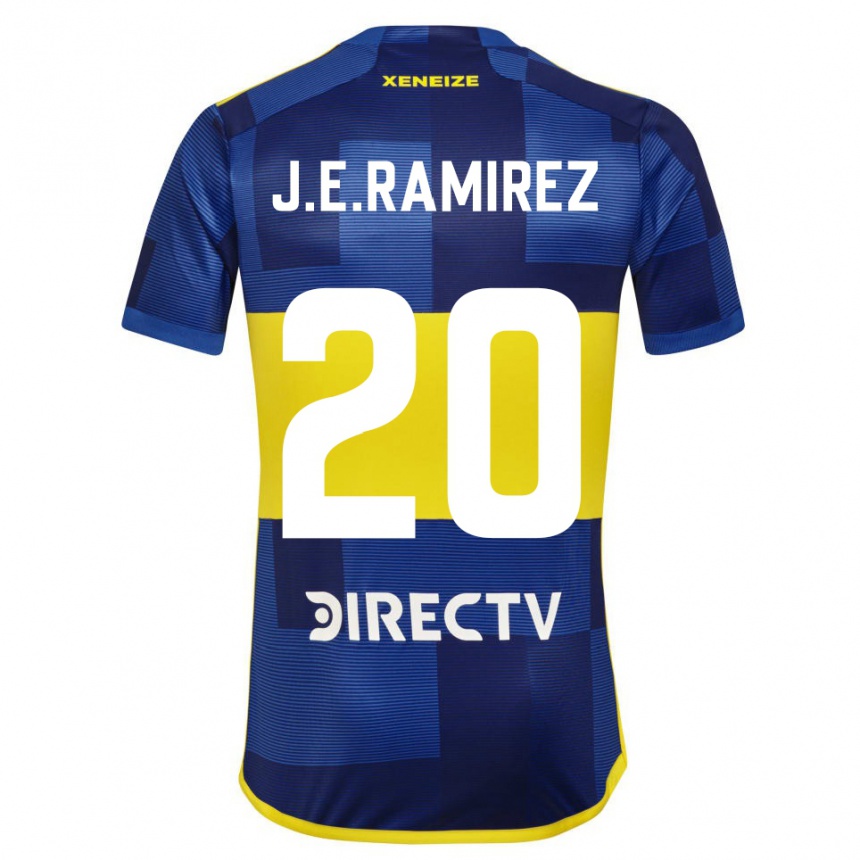 Niño Fútbol Camiseta Juan Edgardo Ramirez #20 Azul Amarillo 1ª Equipación 2024/25 Perú