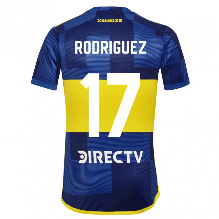 Niño Fútbol Camiseta Fanny Rodriguez #17 Azul Amarillo 1ª Equipación 2024/25 Perú