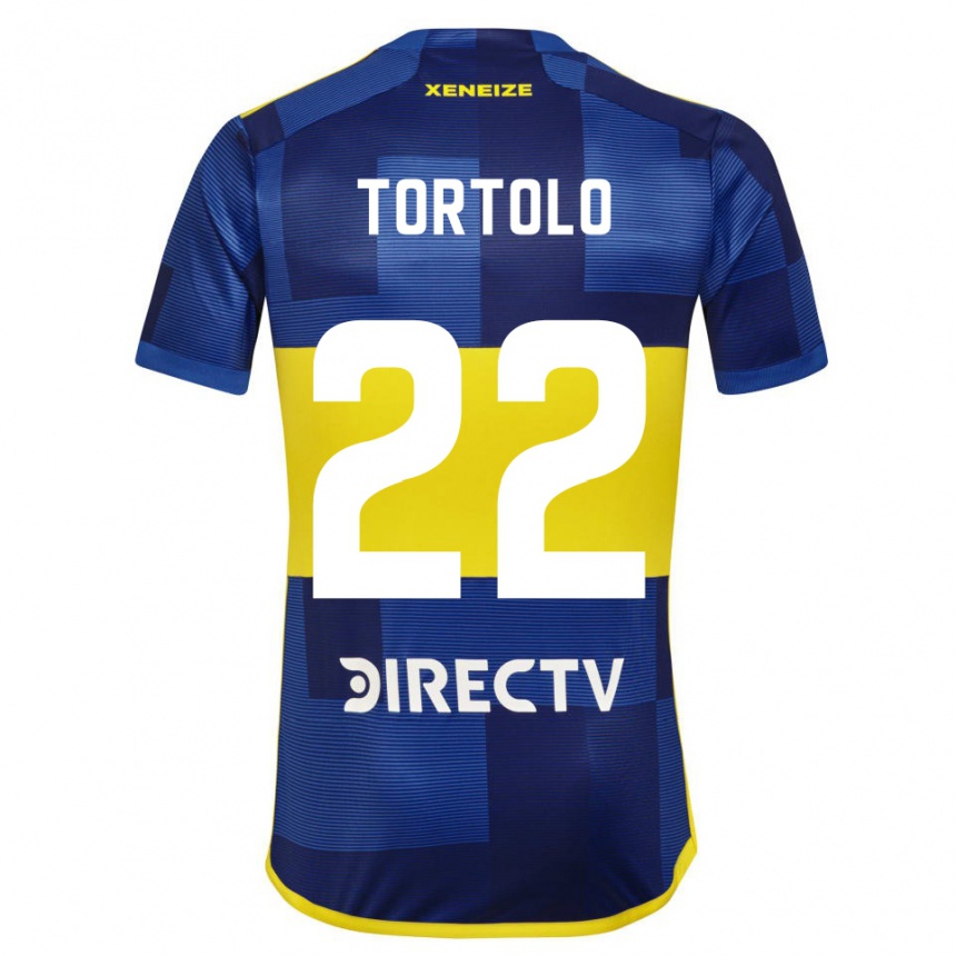 Niño Fútbol Camiseta Dulce Tortolo #22 Azul Amarillo 1ª Equipación 2024/25 Perú